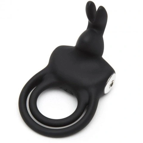 Вибронасадка с кольцом «Cock Ring» от «Happy Rabbit» (чёрная)