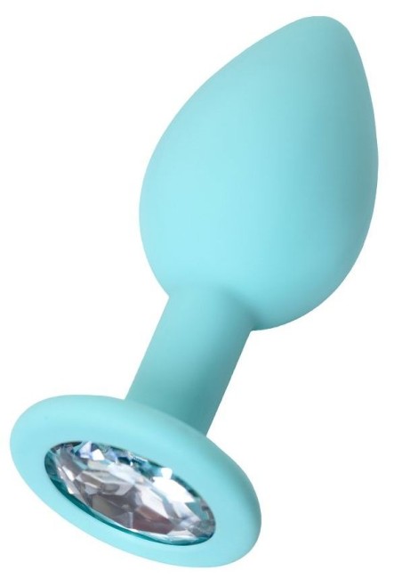 Мятная анальная пробка с прозрачным кристаллом Brilliant