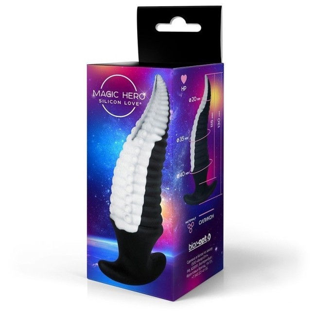 Чёрно-белая анальная втулка от «Magic Hero» (11,5 см)  