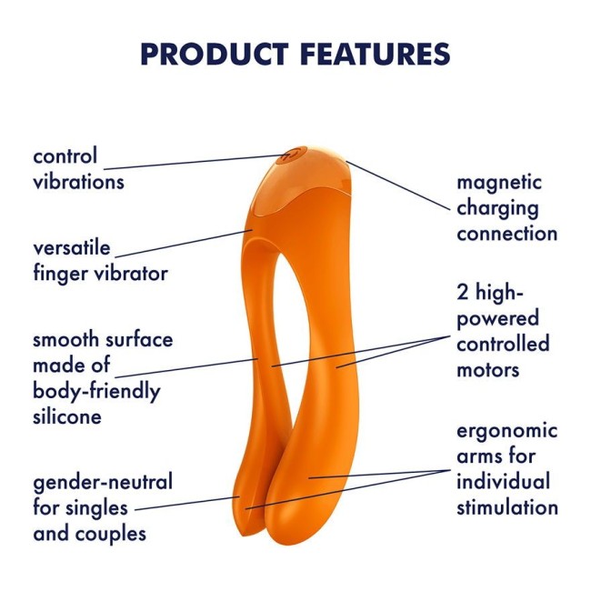 Мини-вибратор на палец «Candy Cane» от «Satisfyer» (оранжевый) Мини-вибратор на палец «Candy Cane» от «Satisfyer» (оранжевый)