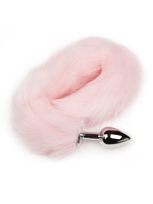 Серебристая анальная пробка с хвостом 