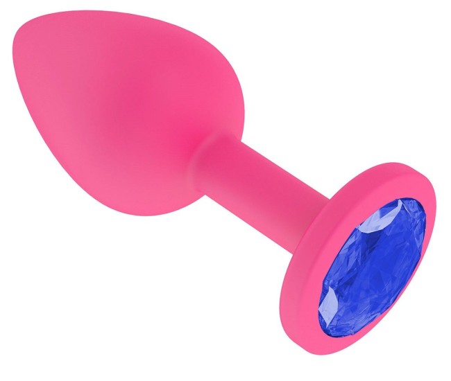 Розовая анальная втулка с синим кристаллом Розовая анальная втулка с синим кристаллом