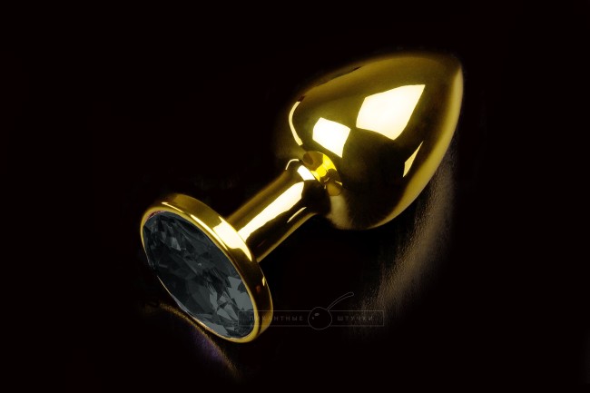 Маленькая золотистая анальная пробка с круглым кончиком и кристаллом - 7 см Маленькая золотистая анальная пробка с круглым кончиком и кристаллом - 7 см