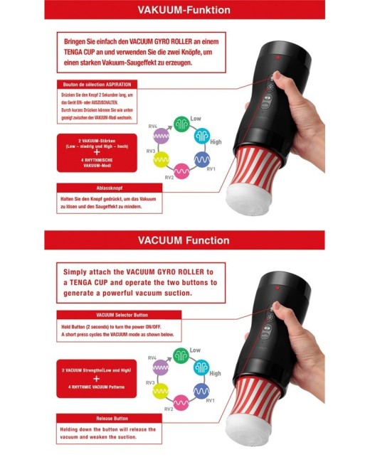 Набор: Мастурбатор и устройство для вращения и создания вакуума Tenga Vacuum Gyro Roller