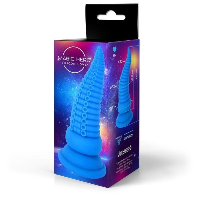 Синяя анальная втулка на присоске от «Magic Hero» (10 см) 