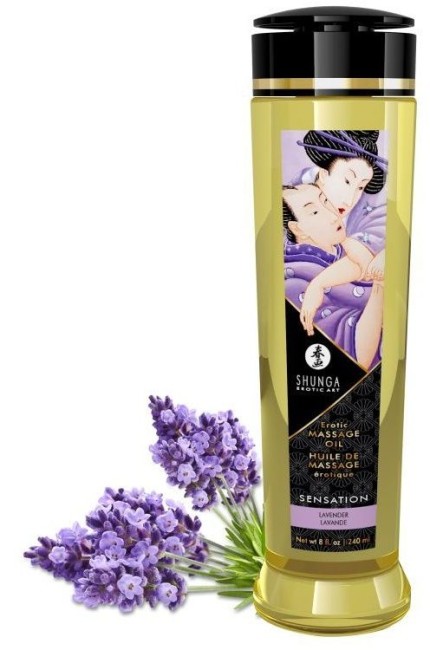 Возбуждающее масло для массажа ароматом лаванды «Sensation» от «SHUNGA» (240 ML) Возбуждающее масло для массажа ароматом лаванды «Sensation» от «SHUNGA» (240 ML)
