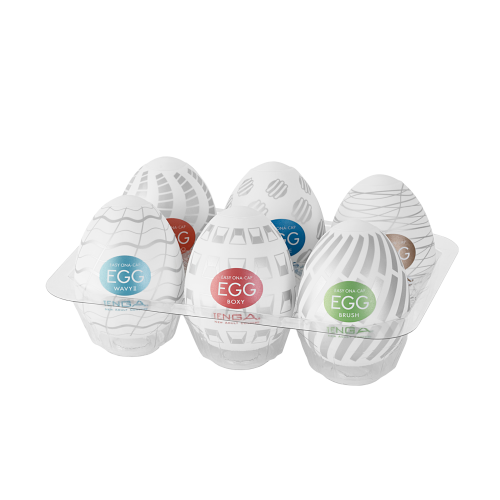 Набор из 6 мастурбаторов Tenga EGG Easy Beat с различным рельефом 