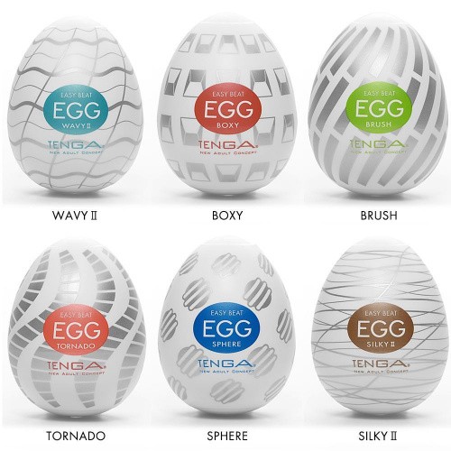 Набор из 6 мастурбаторов Tenga EGG Easy Beat с различным рельефом 