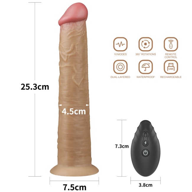 Вибратор с ротацией «Dual-Layered Silicone Nature Cock» от «Lovetoy» 