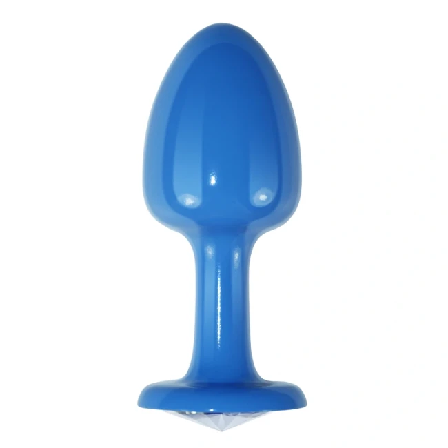 Металлическая голубая анальная пробка с белым кристаллом от «Lovetoy» Металлическая голубая анальная пробка с белым кристаллом от «Lovetoy»