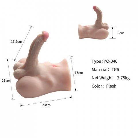 Мастурбатор + фаллоимитатор с мошонкой 