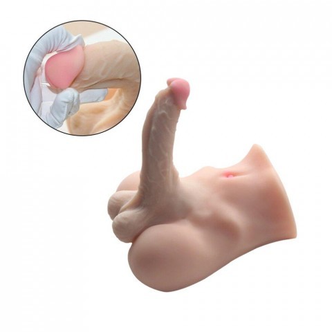 Мастурбатор + фаллоимитатор с мошонкой 