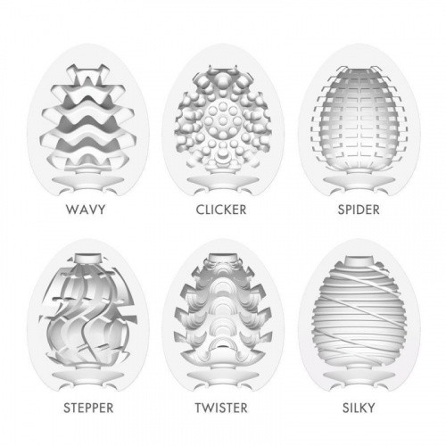 Набор из 6 мастурбаторов-яиц Tenga EGG Strong Sensations с различными рельефом Набор из 6 мастурбаторов-яиц Tenga EGG Strong Sensations с различными рельефом