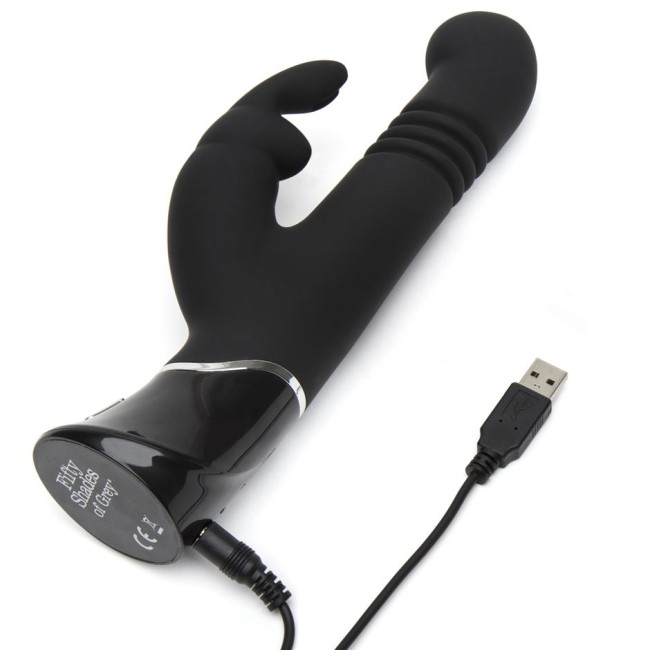 Черный хай-тек вибратор Greedy Girl Thrusting Rabbit Vibrator (11,4 см) 