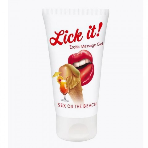 Съедобный массажный гель Lick it! со вкусом коктейля «Секс на пляже» (50 ML)