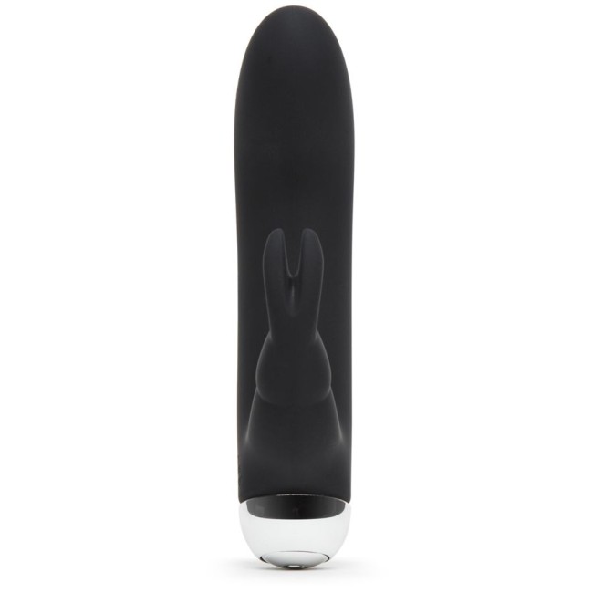 Черный вибратор с клиторальным отростком Greedy Girl Mini Rabbit Vibrator (12,7 см)