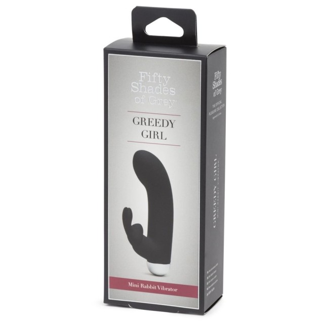 Черный вибратор с клиторальным отростком Greedy Girl Mini Rabbit Vibrator (12,7 см)