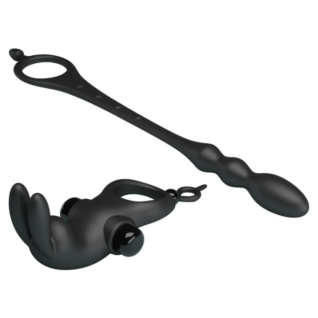 Эрекционное кольцо + анальная цепочка «Penis Sleeve V»