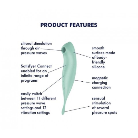 Вибратор с воздушной стимуляцией клитора «Twirling Pro+» от «Satisfyer» (мятный) Вибратор с воздушной стимуляцией клитора «Twirling Pro+» от «Satisfyer» (мятный)