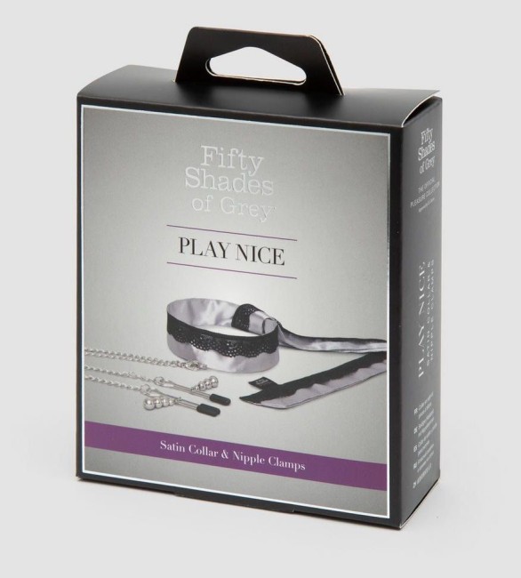 Атласный ошейник с зажимами для сосков Play Nice Атласный ошейник с зажимами для сосков Play Nice