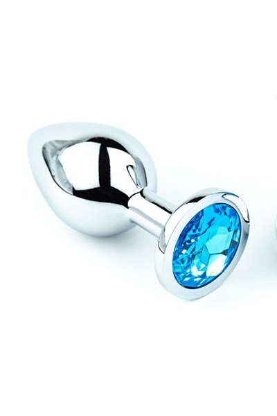 Металлическая анальная пробка с голубым кристаллом M Металлическая анальная пробка с голубым кристаллом M
