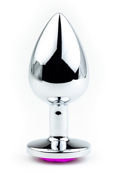 Металлическая анальная пробка с розовым кристаллом M Металлическая анальная пробка с розовым кристаллом M