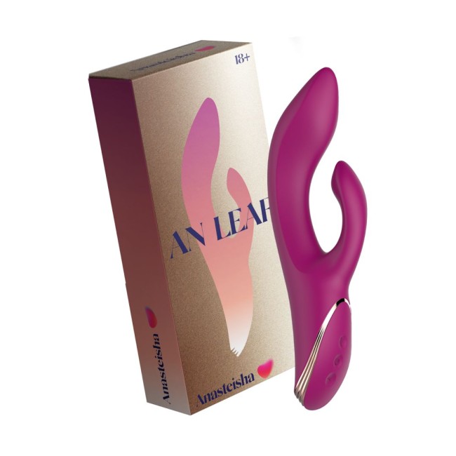Сливовый вибратор-кролик с функцией манящего движения «AN Leaf» от «Anasteisha» 