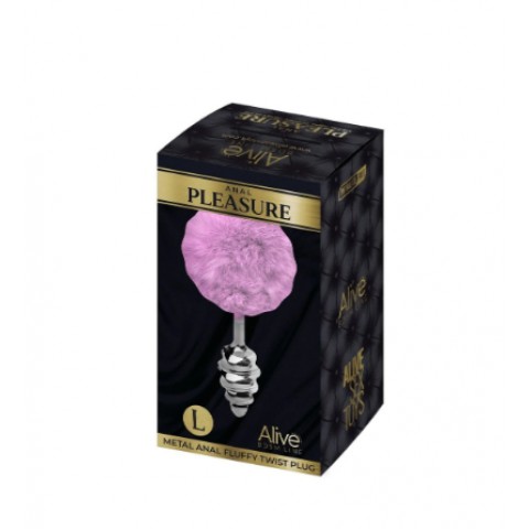 Металлическая анальная пробка - лиловый хвостик «Fluffy Twist» от «Alive» (L: 9*4 см)