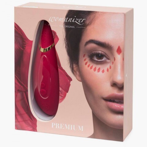 Стимулятор клитора бесконтактный «Premium» от «Womanizer» (красный/золотой)