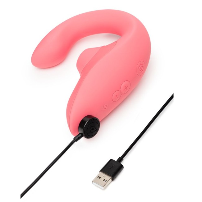 Розовый вибромассажер для двойной стимуляции «Blend» от «Womanizer»