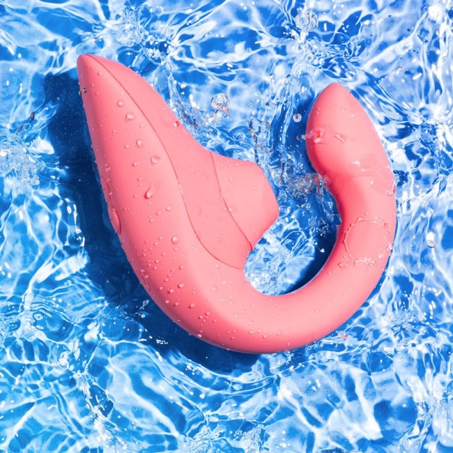 Розовый вибромассажер для двойной стимуляции «Blend» от «Womanizer»