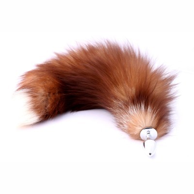 Анальная пробка с натуральным лисьим хвостом от «Crazy Handmade»