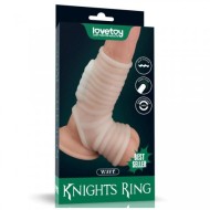 Насадка на пенис с вибрацией с рукавом для мошонки «Wave Knights Ring» от «Lovetoy»