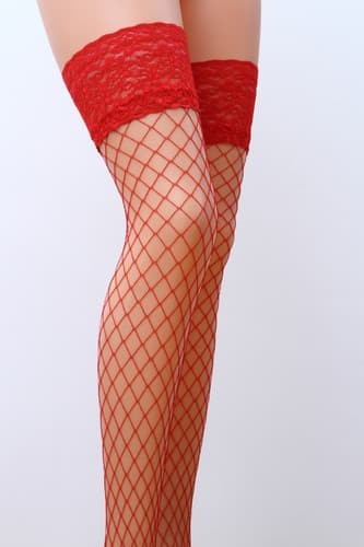 Чулочки в крупную сетку с кружевным верхом (красный - 3/4) Чулочки в крупную сетку с кружевным верхом (красный - 3/4)