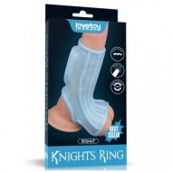 Голубая насадка на пенис с вибрацией с рукавом для мошонки «Ridge Knights Ring» от «Lovetoy» (13,3*2,8)