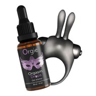 Набор: Возбуждающие капли на клитор + Эрекционное виброкольцо «ORGASMIC BUNNY» от «Orgie»