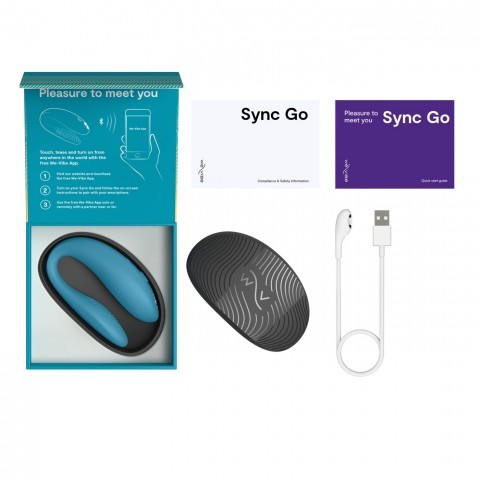 Смарт-вибромассажер для пар «Sync Go» от «We-Vibe» (бирюзовый)  Смарт-вибромассажер для пар «Sync Go» от «We-Vibe» (бирюзовый)