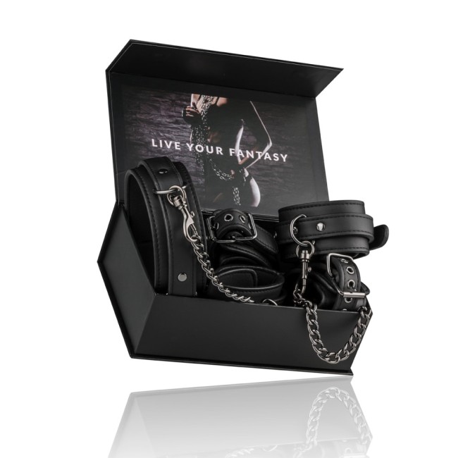 БДСМ набор Fetish set with collar, ankle- and wrist cuffs  БДСМ набор Fetish set with collar, ankle- and wrist cuffs