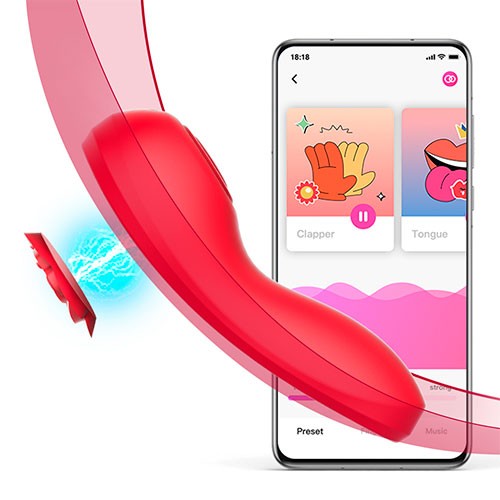 Красный вибратор в трусики с магнитным держателем «Funtown Caleo» от «MAGIC MOTION»