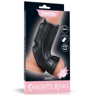 Чёрная насадка на пенис с вибрацией, с рукавом для мошонки «Knights Ring Ridge» от «Lovetoy»