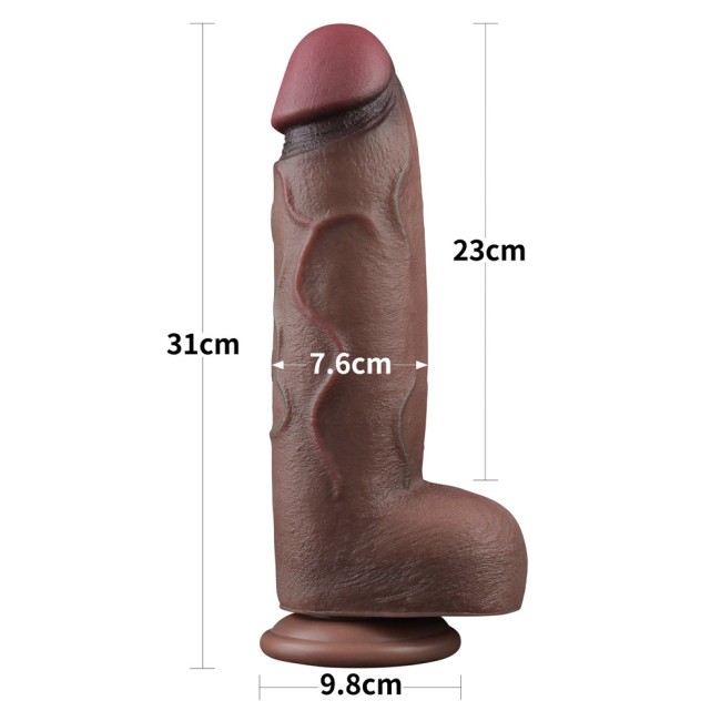 Темнокожий фаллос-гигант Dual Layered Silicone Cock XXL (23 см) Темнокожий фаллос-гигант Dual Layered Silicone Cock XXL (23 см)