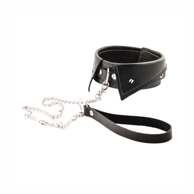 Ошейник-воротник из натуральной кожи с поводком от «Crazy Handmade» Ошейник-воротник из натуральной кожи с поводком от «Crazy Handmade»