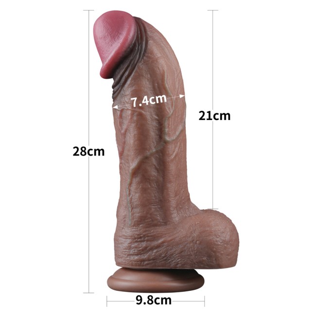 Темнокожий фаллос-гигант Dual Layered Silicone Cock XXL (21 см) 