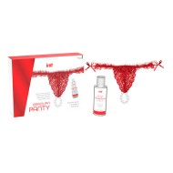 Набор: красные трусики + гель с клубничным вкусом «BRAZILIAN PANTY» от «Intt»