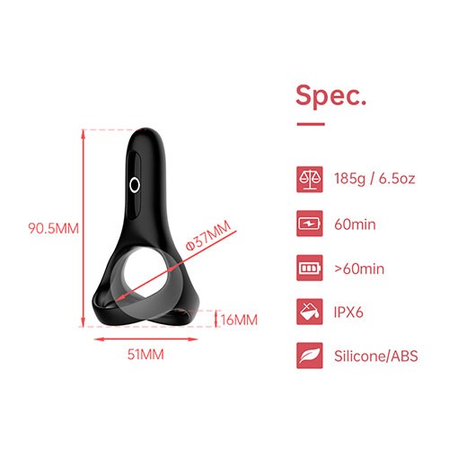 Чёрное эрекционное кольцо «Magic Rise» от «MAGIC MOTION»