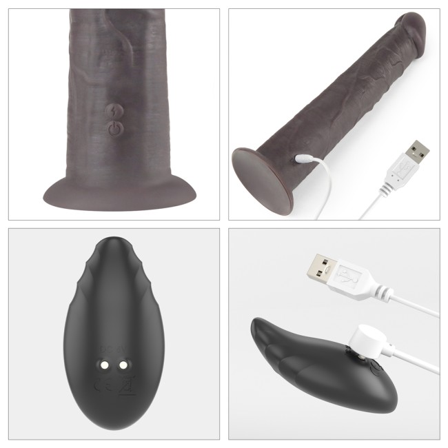 Чёрный вибратор-ротатор с пультом ДУ «10'' Dual Layered Silicone Rotator Black» от «Lovetoy» (25,3 см) Чёрный вибратор-ротатор с пультом ДУ «10'' Dual Layered Silicone Rotator Black» от «Lovetoy» (25,3 см)