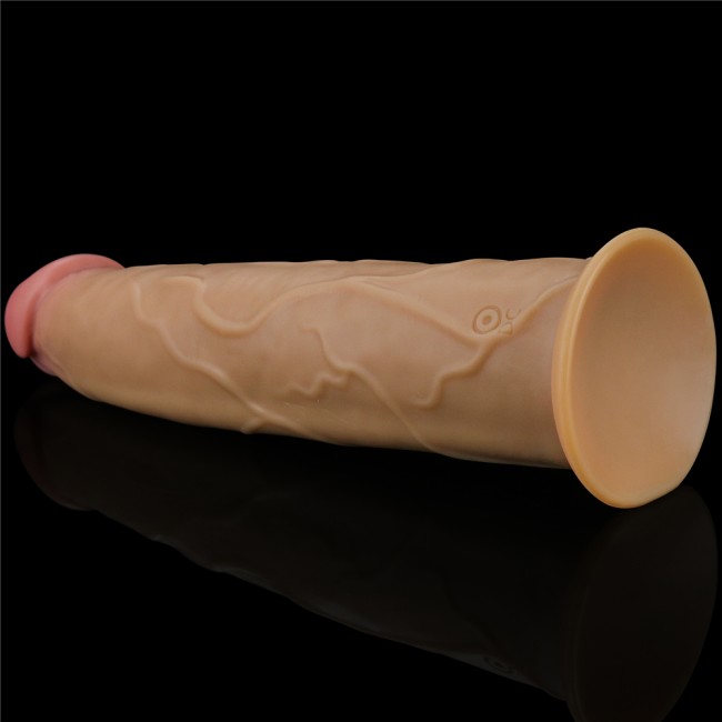 Перезаряжаемый ротатор реалистик с пультом ДУ «9.0'' Dual Layered Platinum Silicone Rotator» от «Lovetoy» (22,8 см)