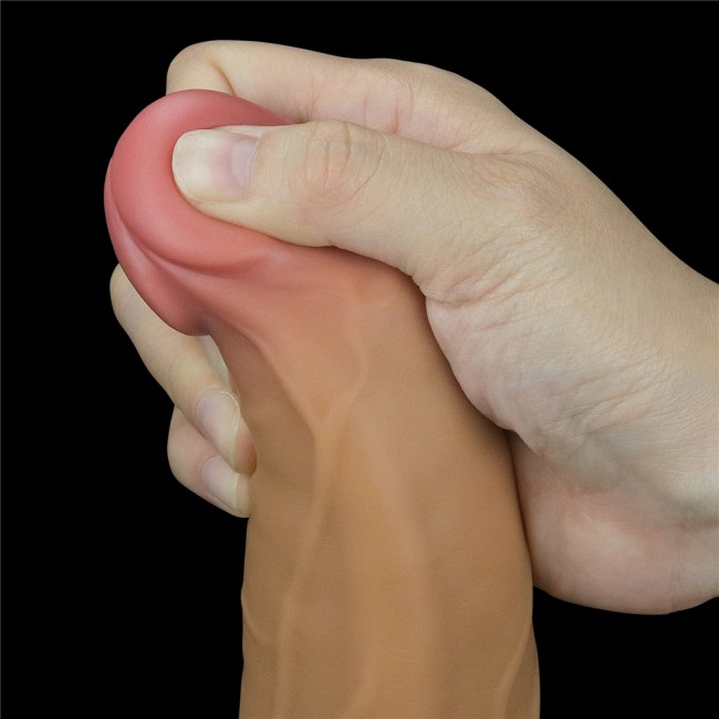 Перезаряжаемый ротатор реалистик с пультом ДУ «9.0'' Dual Layered Platinum Silicone Rotator» от «Lovetoy» (22,8 см)