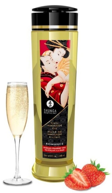 Массажное масло с ароматом клубники и шампанского Romance от «SHUNGA»  240 ML 