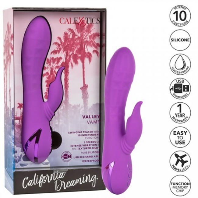 Вибромассажер-кролик CalExotics California Dreaming Valley Vamp с ритмичным стимулятором Вибромассажер-кролик CalExotics California Dreaming Valley Vamp с ритмичным стимулятором